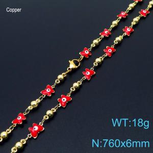 760mm Fashion Red Butterfly Eye 18K Gold Plated Copper Beads Creative Necklaces Women Jewelry - KN233700-Z
