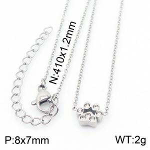 Stainless steel 410x1.2mm welding chain lobster clasp crystal dog palm charm silver necklace - KN233772-K
