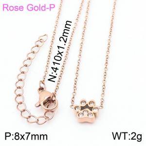 Stainless steel 410x1.2mm welding chain lobster clasp crystal dog palm charm rose gold necklace - KN233774-K