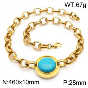 Stainless Steel Special Blue Stone Bracelets Women Gold Color - KN233864-Z