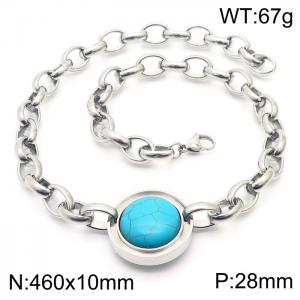 Stainless Steel Special Blue Stone Bracelets Women Silver Color - KN233865-Z