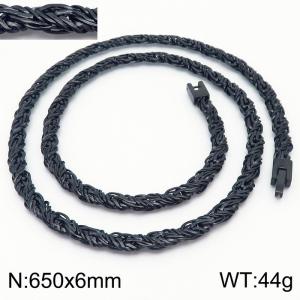 650X6mm Black Plated Tangled  Stainless Steel Strands Necklace - KN234313-KFC