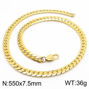 Trendy stainless steel encrypted NK chain550 * 7.5mm gold necklace - KN235109-Z