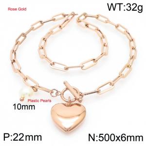 European and American stainless steel small hearts necklace OT buckle - KN235393-Z