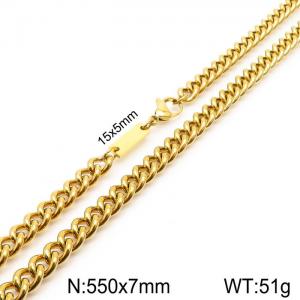 Simple men's and women's 7mm stainless steel side chain necklace - KN235425-Z