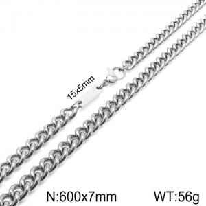 Simple men's and women's 7mm stainless steel side chain necklace - KN235426-Z