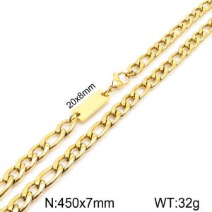 Simple men's and women's 7mm stainless steel 3:1 NK chain necklace - KN235455-Z