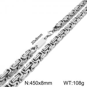 450x8mm Royal King Chain Necklace Men Stainless Steel Silver Color - KN235479-Z