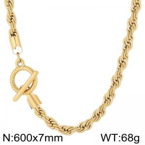 7mm Rope Chain Necklace Women With OT Clasp Gold Color - KN235513-Z
