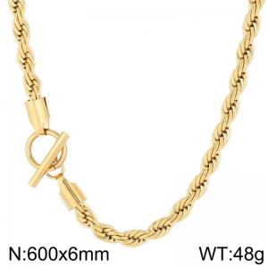 6mm Rope Chain Necklace Women With OT Clasp Gold Color - KN235517-Z