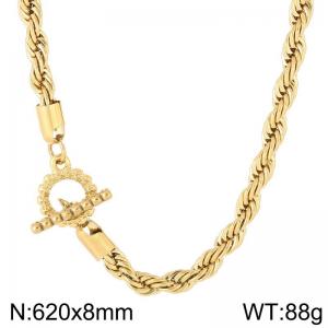 8mm Rope Chain Necklace Women With OT Clasp Gold Color - KN235519-Z