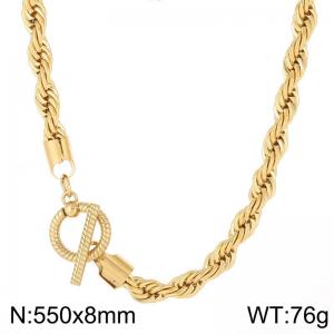 8mm Rope Chain Necklace Women With Round OT Clasp Gold Color - KN235521-Z