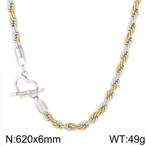 6mm Rope Chain Necklace Women With Heart Charm Mix Color - KN235523-Z