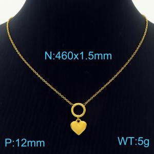 460mm Women Gold-Plated Stainless Steel Necklace with Polished Love Hearts Pendant - KN235929-GC