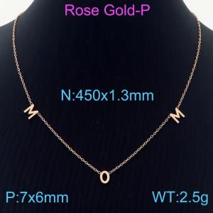 Stainless steel 450x1.3mm welding chain simple style mom jewelry for mother's day classic rose-gold necklace - KN236019-KLX