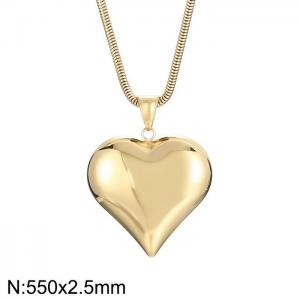 Stainless steel heart shaped pendant necklace - KN236234-K