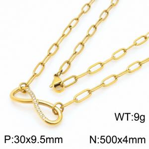 Stainless Steel Gold Color Infinity Sign Zircon Pendant Lobster Clasp Link Chain Necklaces For Women - KN236353-ZC