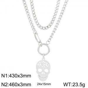 Stainless steel personalized skull necklace - KN236384-Z