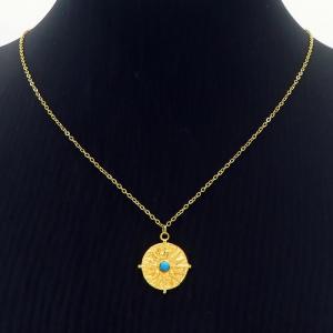 Gold Plated Stainless Steel  Compass Pendant Necklace with O Chain - KN236492-FA