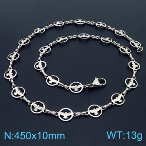Stainless steel 450 * 10mm hollowed out Dapeng circular hand spliced necklace - KN236822-Z