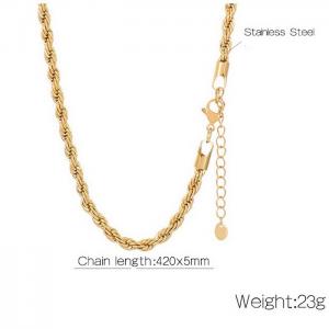 Gold Fried Dough Twists Chain Necklace - KN237057-K