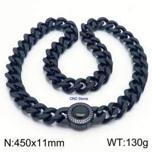 Personality Vintage 450mm Black Necklace CNC Stone Stainless Steel Thick Chain Necklaces - KN237117-Z