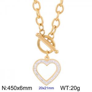 European and American fashion cross-border jewelry temperament pearl diamond heart necklace - KN237451-Z