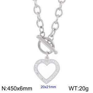 European and American fashion cross-border jewelry temperament pearl diamond heart necklace - KN237455-Z