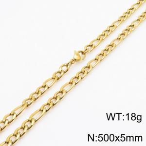 5mm Gold Stainless Steel NK Chain Necklace - KN237779-Z