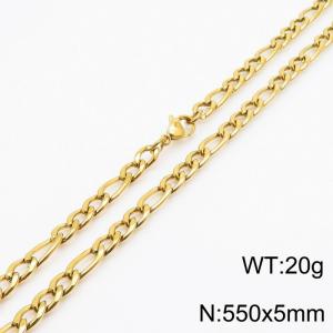 5mm Gold Stainless Steel NK Chain Necklace - KN237780-Z
