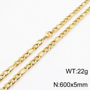 5mm Gold Stainless Steel NK Chain Necklace - KN237781-Z