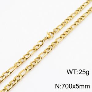 5mm Gold Stainless Steel NK Chain Necklace - KN237783-Z