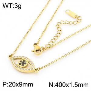 Stainless steel 400 × 1.5mm welded chain fashion personality devil's eye with brick jewelry charm gold necklace - KN237999-KLX