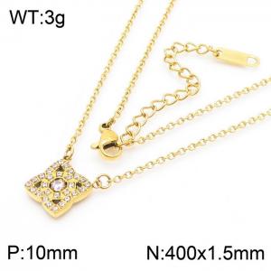 Stainless steel 400 × 1.5mm welded chain fashionable and personalized flower with brick jewelry charm gold necklace - KN238000-KLX