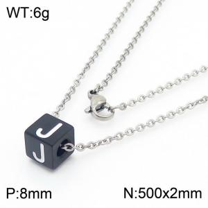 Stainless steel square letter necklace - KN238013-Z