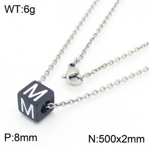 Stainless steel square letter necklace - KN238016-Z