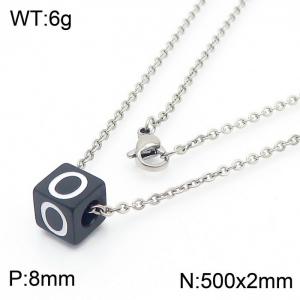 Stainless steel square letter necklace - KN238018-Z