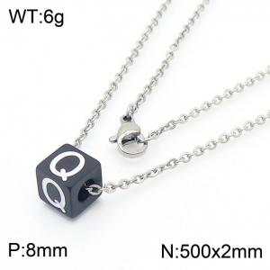 Stainless steel square letter necklace - KN238020-Z