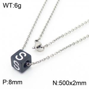 Stainless steel square letter necklace - KN238022-Z