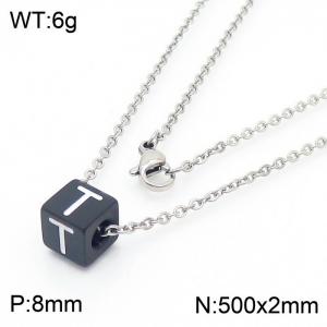 Stainless steel square letter necklace - KN238023-Z