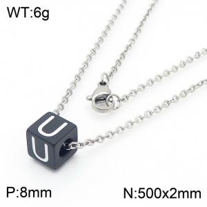 Stainless steel square letter necklace - KN238024-Z