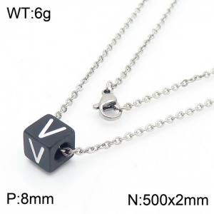 Stainless steel square letter necklace - KN238025-Z