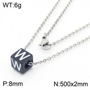 Stainless steel square letter necklace - KN238026-Z