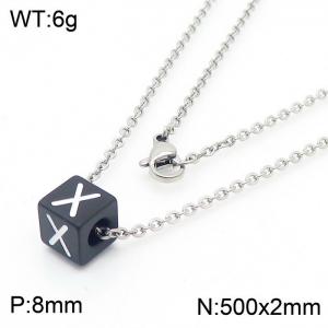 Stainless steel square letter necklace - KN238027-Z