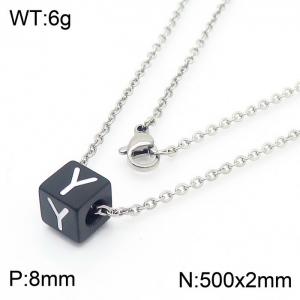 Stainless steel square letter necklace - KN238028-Z