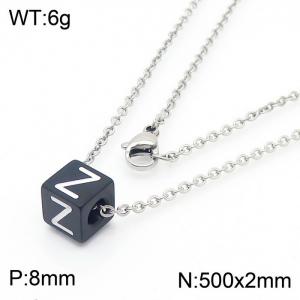Stainless steel square letter necklace - KN238029-Z