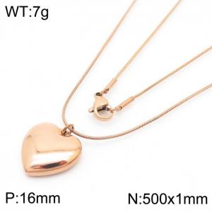 Stainless Steel Necklace With Heart Pendant Rose Gold Color - KN238346-Z