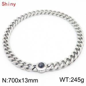 Fashion Stainless Steel Long Cuban Link Chain Necklace for Men Women Silver Color Twist Thick Chain Collar Choker 700×13mm Chunky Strand Necklace - KN238503-Z