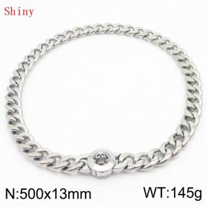 500mm Stainless Steel Skull Charm Cuban Chain Necklace - KN238688-Z