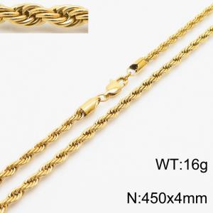 4mm Width Twist Chain Jewelry Women Stainless Steel Necklace 45cm length Gold Color - KN239017-Z